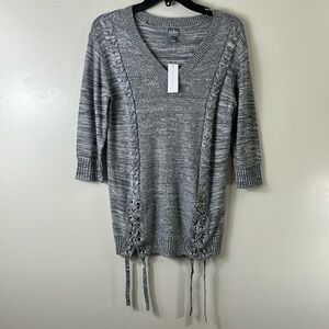SoHo New York & Co. Jeans Gray V-neck Sweater Women’s S NWT